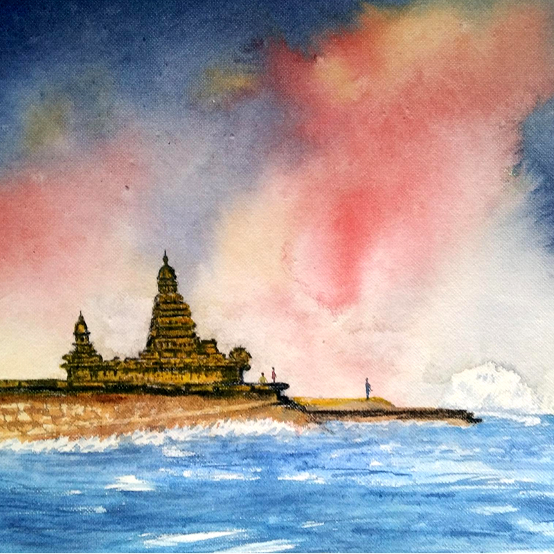 mighty ganges - watercolor painting